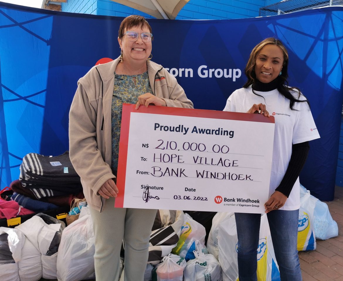 Bank Windhoek supports Hope Village with a N$210 000 donation
