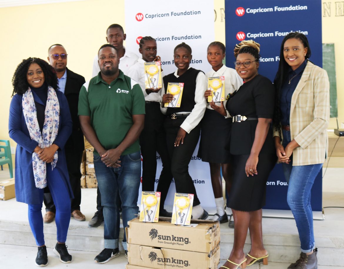 Capricorn Foundation donates 671 portable solar lamps to 3 schools in rural Namibia to improve education.